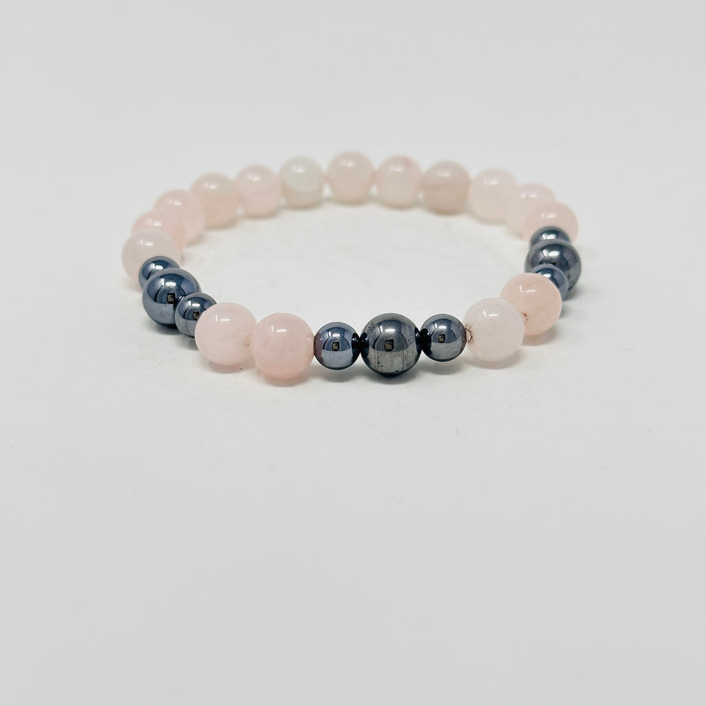 rose quartz and hematite bracelet