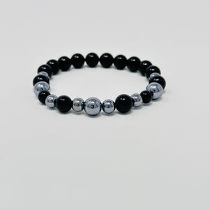 black tourmaline+hematite gemstone bracelet