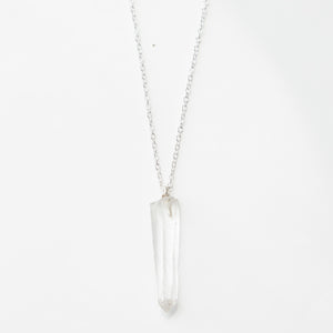 raw clear quartz stone necklace