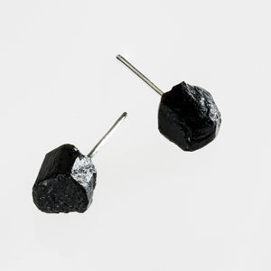 raw black tourmaline stone earrings