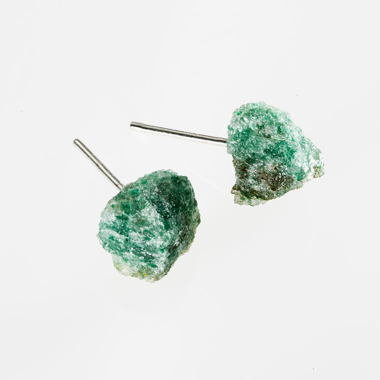 raw green aventurine stone earrings